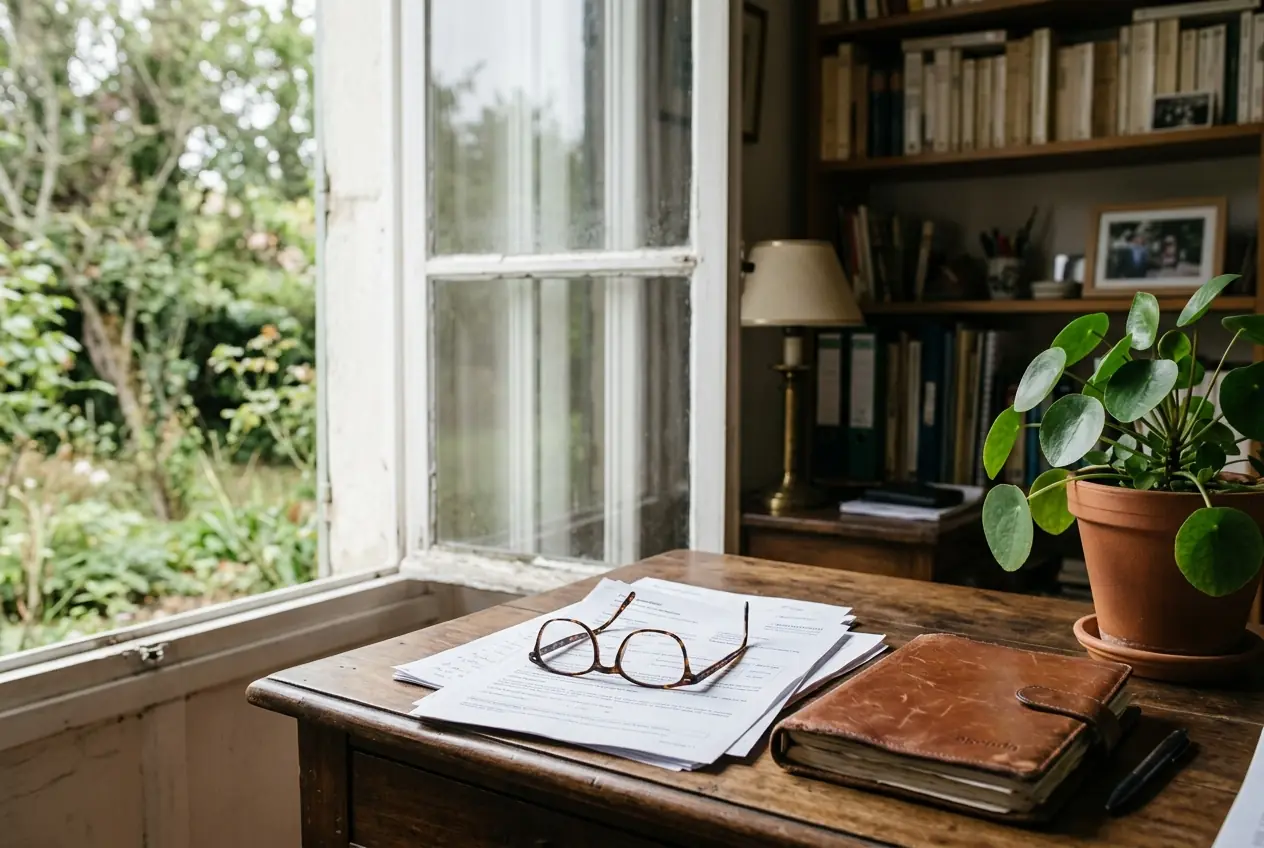 Lunettes posées sur des documents de prêt dans un bureau
